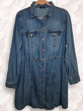 Frye Classic Indigo Denim Button-Front Dress XL
